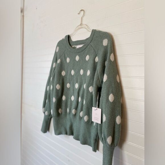 LC Lauren Conrad Green Polka Dot Sweater - Picture 2 of 7